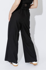 Black Stripe Cleo Belted Pant