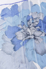 Blue Floral Silky Scarf