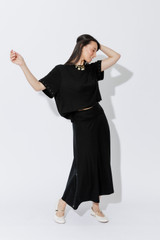 Black Tencel Stud Skirt