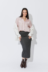 Pink Tencel Stripe Pocket Shirt