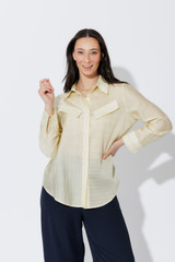 Lemon Tencel Stripe Pocket Shirt