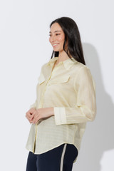 Lemon Tencel Stripe Pocket Shirt