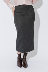Charcoal Pinstripe Double Layer Skirt