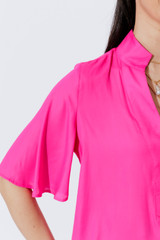 Hot Pink Milan Fluted Blogger Shirt Hot Pink Milan Fluted Blogger Shirt