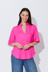 Hot Pink Milan Fluted Blogger Shirt Hot Pink Milan Fluted Blogger Shirt