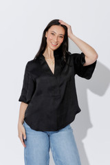 Black Milan Fluted Blogger Shirt