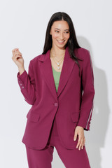 Raspberry Stripe Boyfriend Blazer