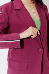 Raspberry Stripe Boyfriend Blazer