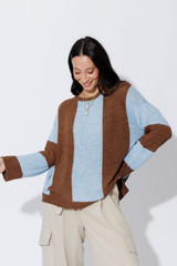 Brown/Blue Bold Stripe Knit