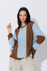 Brown/Blue Bold Stripe Knit