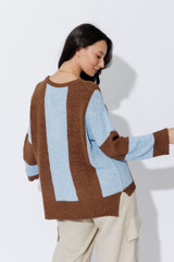 Brown/Blue Bold Stripe Knit