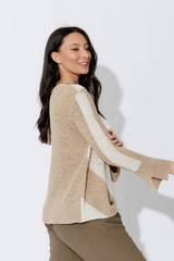 Taupe/Cream Diagonal Stripe Knit