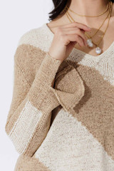 Taupe/Cream Diagonal Stripe Knit