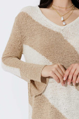 Taupe/Cream Diagonal Stripe Knit