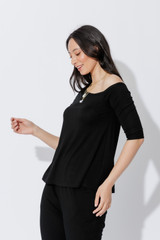Black One Shoulder Tencel Top