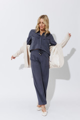 Navy Herringbone Pocket Shirt