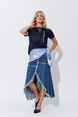 Light Denim Fringe Skirt