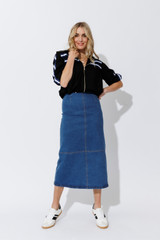 Mid Denim A-Line Skirt