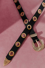 Black Hide Eyelet Belt
