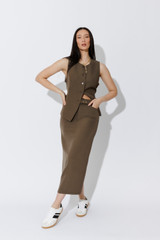Khaki Round Neck Vest