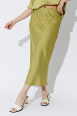 Chartreuse Silky Bias Skirt
