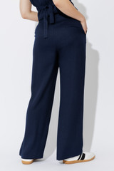 Navy Lyocell Pintuck Pant