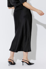 Black Silky Bias Skirt
