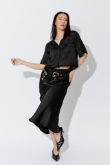 Black Silky Bias Skirt