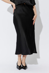 Black Silky Bias Skirt
