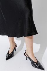 Black Silky Bias Skirt