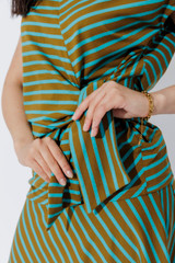 Aqua/Khaki Stripe Harlow Top
