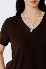 Chocolate Tencel V-Neck T-Shirt
