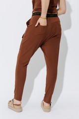 Brown Tencel Pull On Cargo Pant