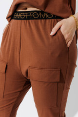 Brown Tencel Pull On Cargo Pant