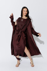 Chocolate Silky Trench Coat
