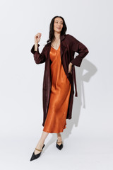 Chocolate Silky Trench Coat Chocolate Silky Trench Coat