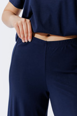 Navy Tencel Wide Leg Pant