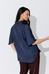 Navy Milan Fluted Blogger Shirt