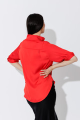Red Silky Milan Blogger Shirt