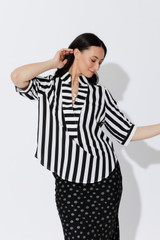 Black/White Stripe Milan Blogger Shirt