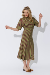 Chartreuse/Mocha Stripe Knit Dress