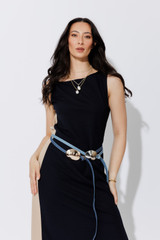 Chambray Denim Silver Dome Belt Chambray Denim Silver Dome Belt
