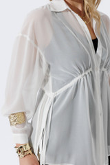 White Chiffon Drawstring Shirt White Chiffon Drawstring Shirt