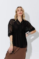 Black Chiffon Drawstring Shirt Black Chiffon Drawstring Shirt