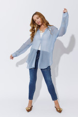 Blue Chiffon Charlie Shirt