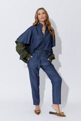 Dark Denim Tencel Fluted Blogger Shirt Dark Denim Tencel Fluted Blogger Shirt