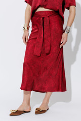 Red Belted Bias Skirt