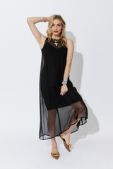 Black Chiffon A-Line Dress