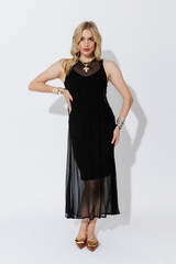 Black Chiffon A-Line Dress