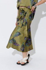 Olive Belted Bias Skirt